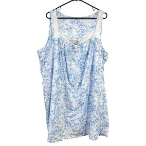 Blue Floral Lace Nightgown 2X 3X Sleeveless‎ Cottage Soft Girl Dainty Feminine